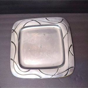 Lenox Serveware Silver Vibe Square Metal Tray, 14" Serving Platter Hollowware